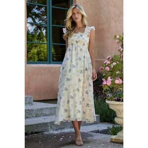 Baltic Born Phoebe Midi Dress | Cream + Blue Floral Size SS